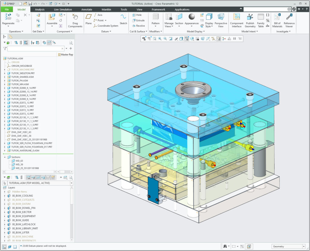 Giao diện PTC Creo: thiết kế bộ khuôn ép