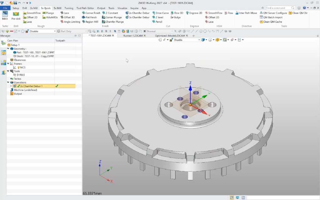 Giao diện ZW3D: mô hình 3D và lập trình gia công